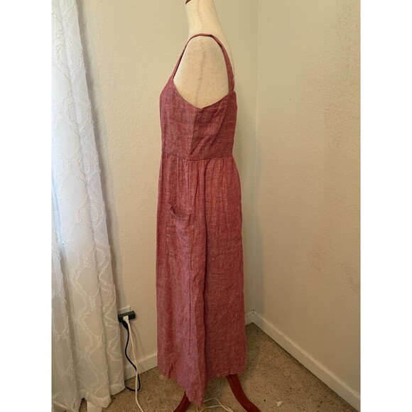 Rachel Zoe Women’s Dress Size 4 Red 100% Linen Button Front Midi Pockets Minimal - Picture 5 of 8